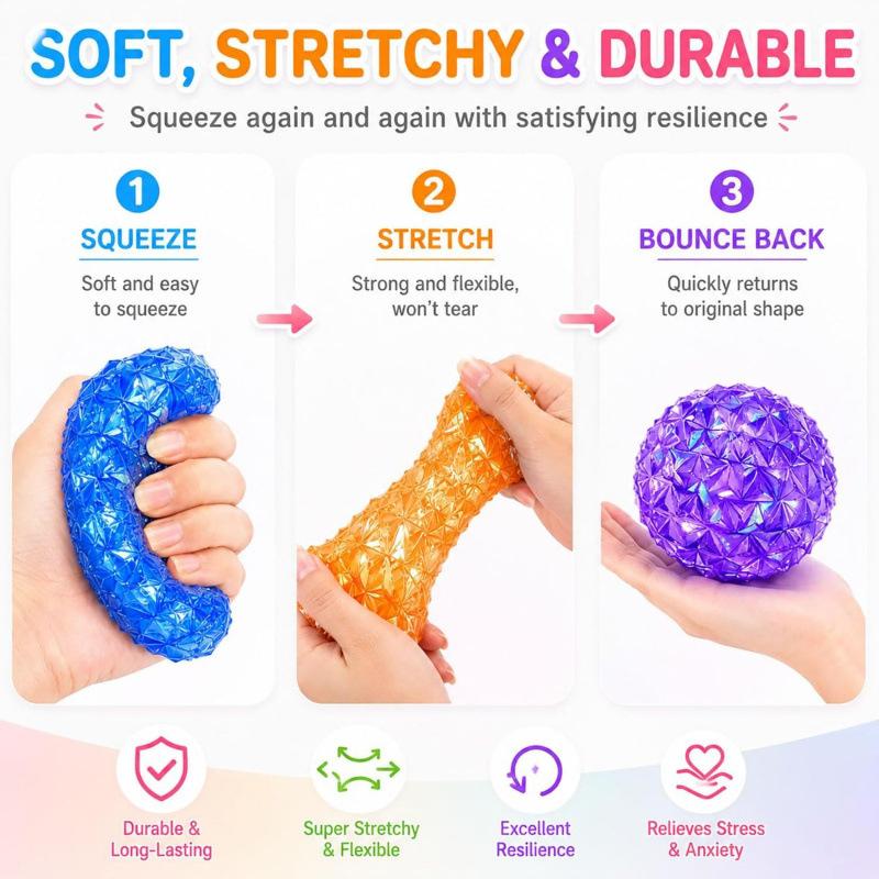 New Cute Stress Relief Squishy Ball Slow Rising Diamond Glitter Sensory Fidget Toy Gift