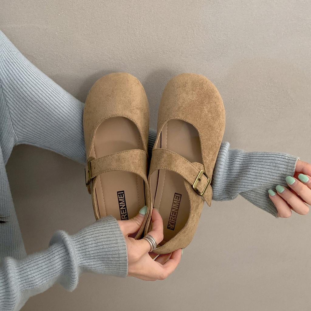 Yellow with Skirt French Flat-bottomed Shallow-mouth Single Shoes Women's 2025 New Autumn Retro Versatile Soft-soled Mary Jane Shoes