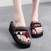 New High-heeled Slippers for Women In Summer 2025 Ethnic Style Retro Seaside Beach Thick Bottom Anti Slip Flip Flops