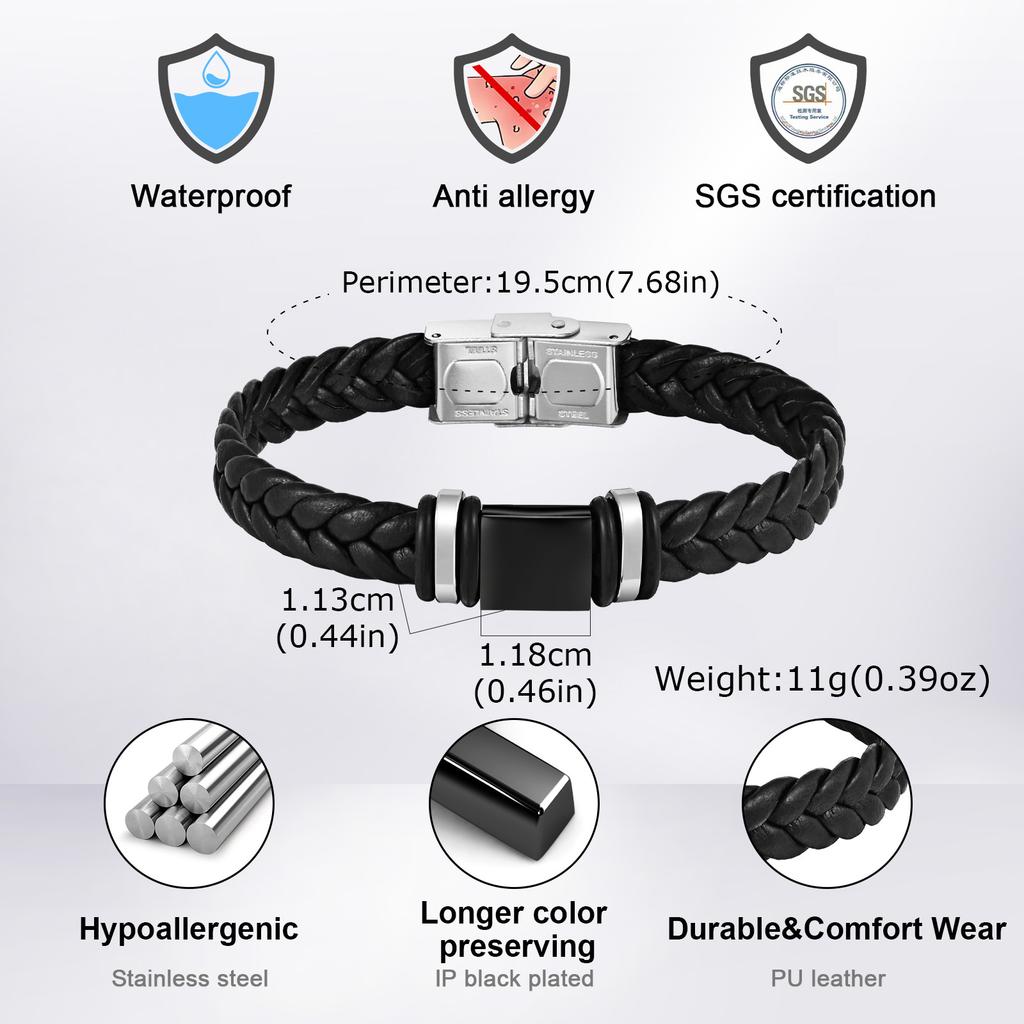 Кожаный браслет с инициалами для мужчин, мальчиков, плетеный браслет с подвеской в виде 26 букв от A до Z из нержавеющей стали, повседневное ювелирное украшение, подарок отцу, мужу