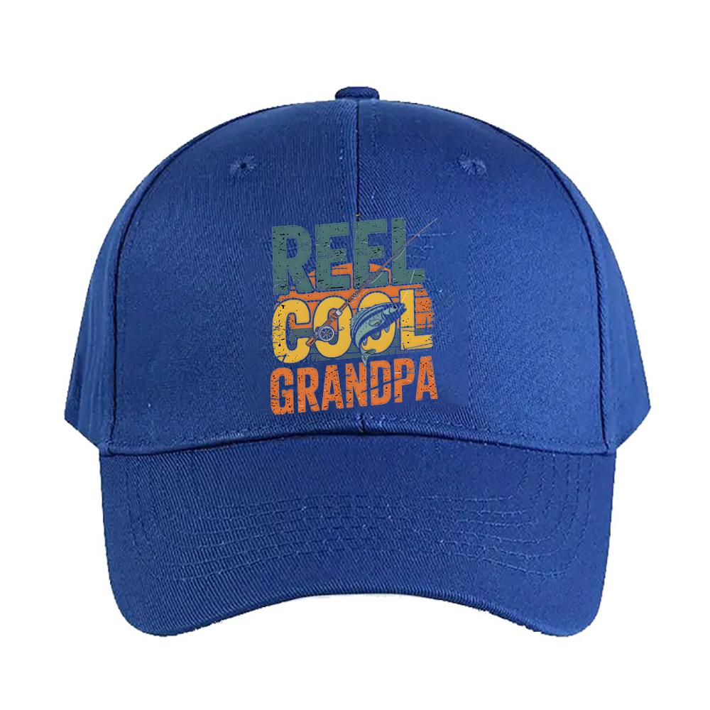Vintage REEL COOL GRANDPA Fishing Woman Man Baseball Cap Adult Adjustable with Curved Brim Hiking Fishing Hat duckbill cap