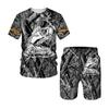 Men's Summer Fishing Camping Set T-shirt + Shorts 2-piece Set Outdoor Sportswear Tracksuits Oversized Short Sleeve Clothes Suit
