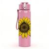 1PC Yellow Sunflower Bloom 750ml Color Plastic Sports Water Bottle Leakproof Flip Straw Lid Suitable for Sports Office Home Use
