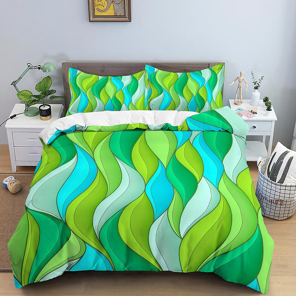 Wave Duvet Cover Set Colourful Geometric Pattern Bedding Nordic Style Polyester Quilt Cover Bed for Kids Teens Adults King Queen