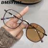 Square Metal Photochromic Sun Eyeglasses Anti Radiation Glasses for Women Men Anti Blue Light