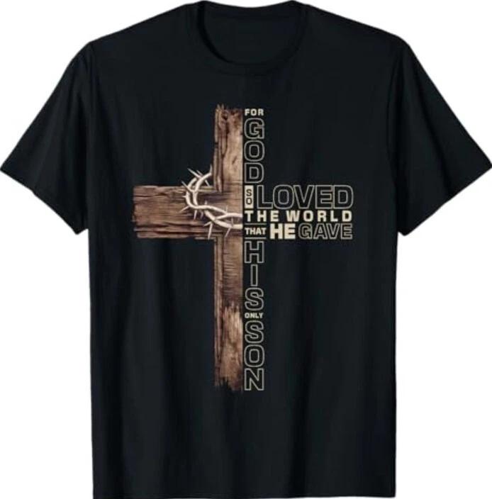 Иоанна 3:16 Иисус Крест Христианский Библейский Стих Вдохновленная Верой Футболка