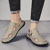 Men Outdoor Slippers Hiking Sandals Handmade Summer Roman Sandals Close Toe Beige Beach Shoes Over Sized