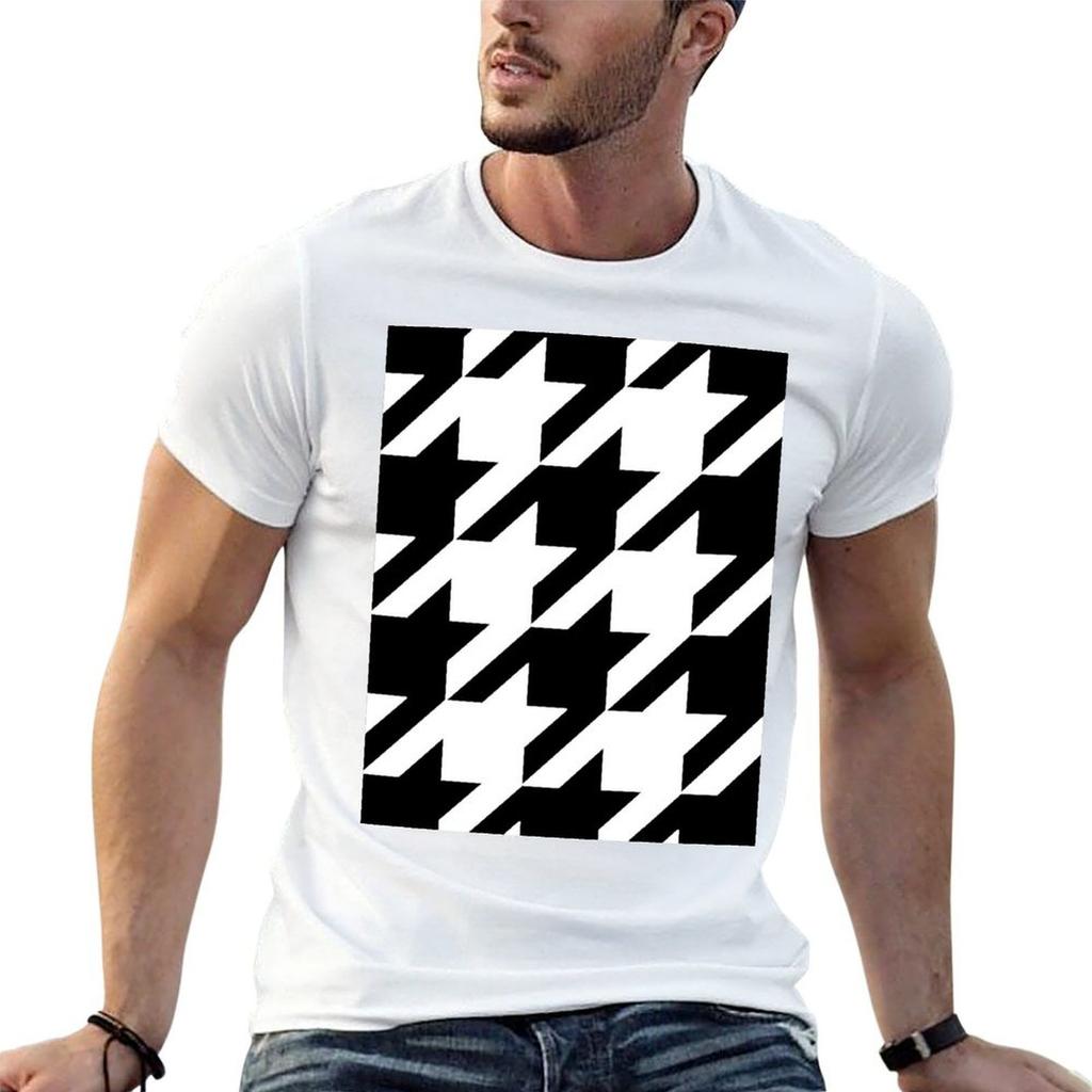 Super Large Traditional Black and White Houndstooth pattern T-Shirt Quick Dry Travel T-Shirt