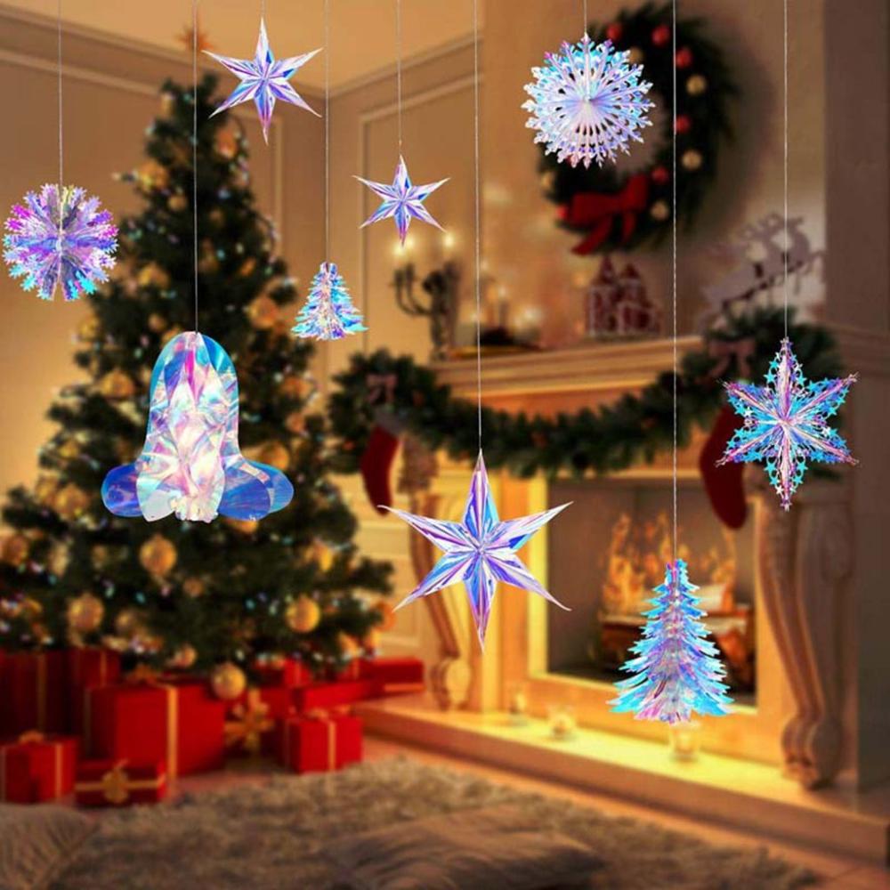 Принадлежности Неоновая пленка Снежинки Подвесные шары Голографический Снежный шар Домашний декор Рождественские украшения