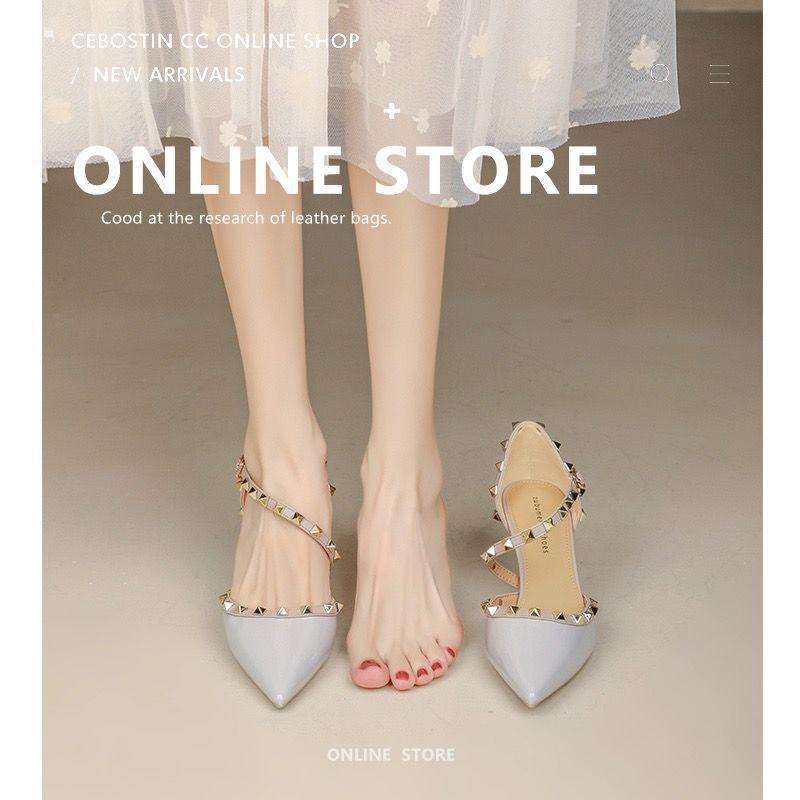 Женские летние 2025 года туфли-лодочки из телесной кожи с шипами, с открытым носком и на шпильке