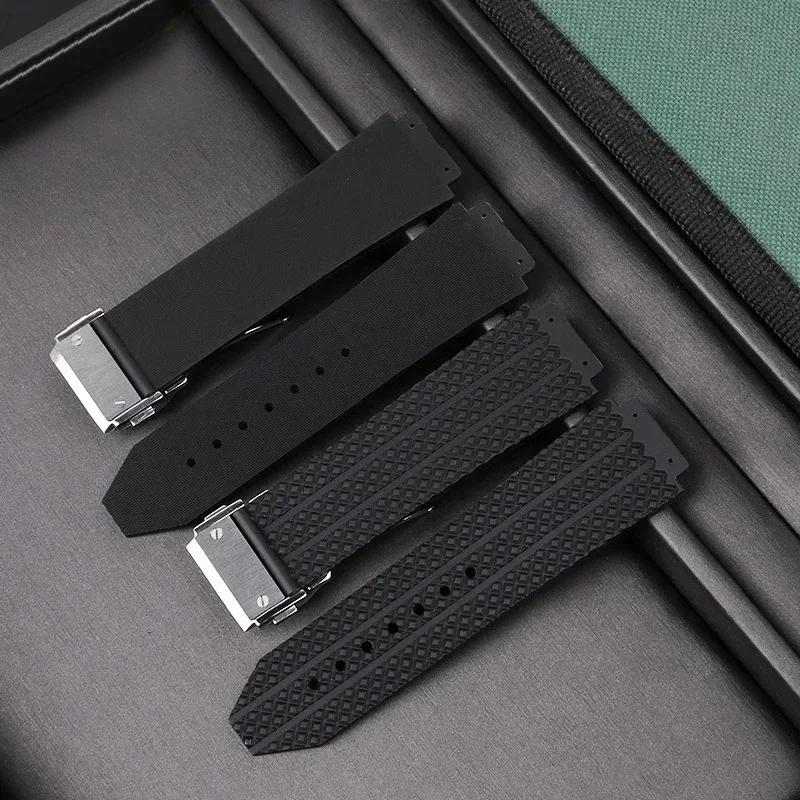 Ремешки для HUBLOT BIG BANG Силиконовые 26*19 мм Водонепроницаемые Мужские Часовые Ремешки Цепочка Аксессуары для Часов Резиновый Браслет Ремешок