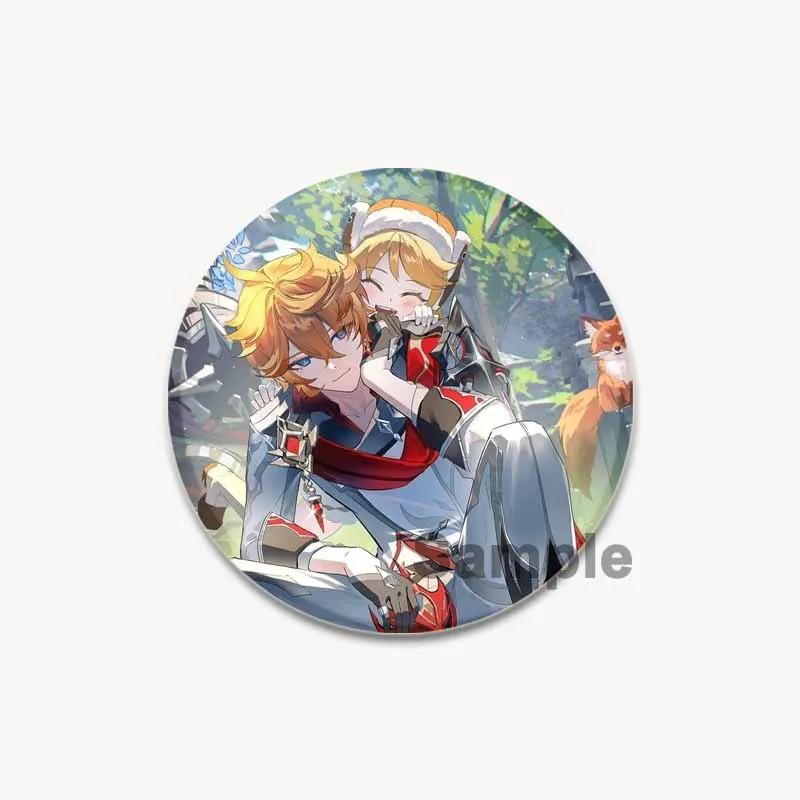 32/44/58mm Genshin Impact Badges Cute Game Anime Lapel Pins 32/44/58mm Round Broochs for Backpack Clothes Accessories Fan Jewelry Gifts