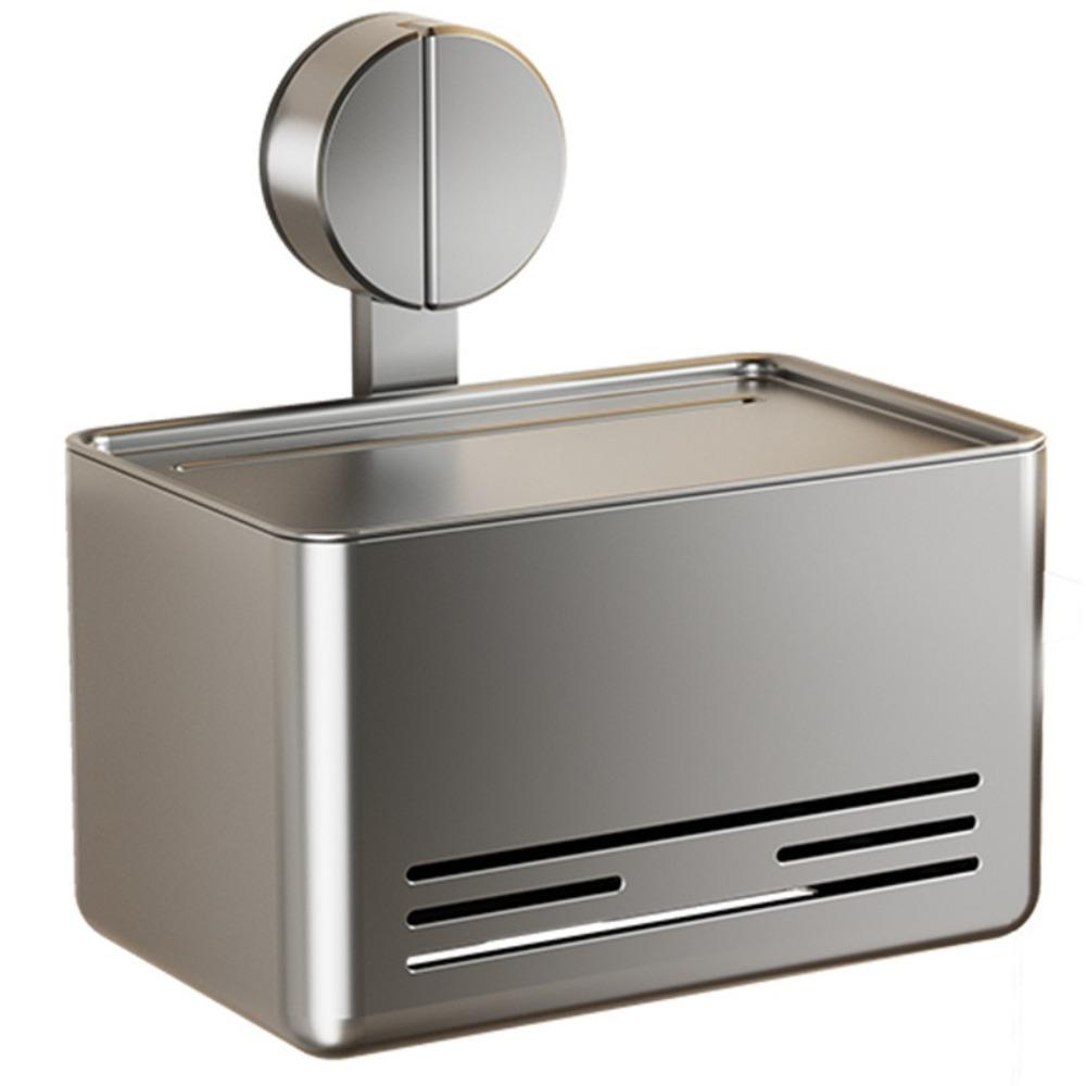 Aluminum Suction Cup Tissue Box With Drawer Waterproof Toilet Paper Holder Non-perforated Suction Cup Mount Roll Holder
