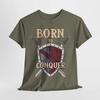 Born To Conquer RPG Tee – Epic Shield & Swords Design for Fantasy Gamers