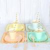 Paper Disposable Tableware Candy Color Hot Stamping Paper Plates  Happy Birthday