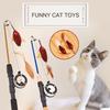 Cat Toys Fish Shape Telescopic Feathers Cat Stick Simulation Fishing Rod Kitten Funny Playing Toy Cat Interactive Wand Toy