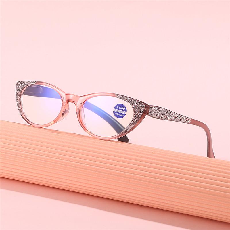 Cat Eye Rhinestone Anti-Blue Light Reading Glasses for Women - High-Definition, Stylish Design for Middle-Aged and Elderly