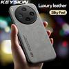 KEYSION Luxury Retro PU Leather Phone Case for VIVO X300 Pro 5G Soft Silicone+PC Shockproof Phone Back Cover for VIVO X300 Pro