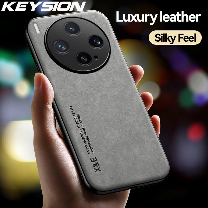 KEYSION Роскошный ретро чехол из искусственной ПУ кожи для VIVO X300 Pro 5G Мягкий силиконовый+ПК Ударопрочная задняя крышка для телефона для VIVO X300 Pro