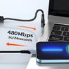 Спиральный USB C - USB C кабель, гибкая длина, PD60W, быстрая зарядка, передача данных для телефонов, планшетов, шнур питания, линия данных