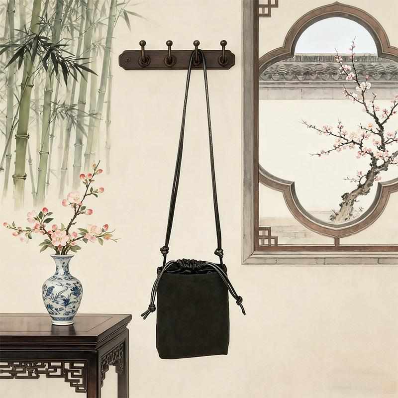 Xiangyunsha Brocade Mulberry Silk Crossbody Bag with Seawater River Cliff Pattern - New Chinese Style Shoulder Bag for Women.