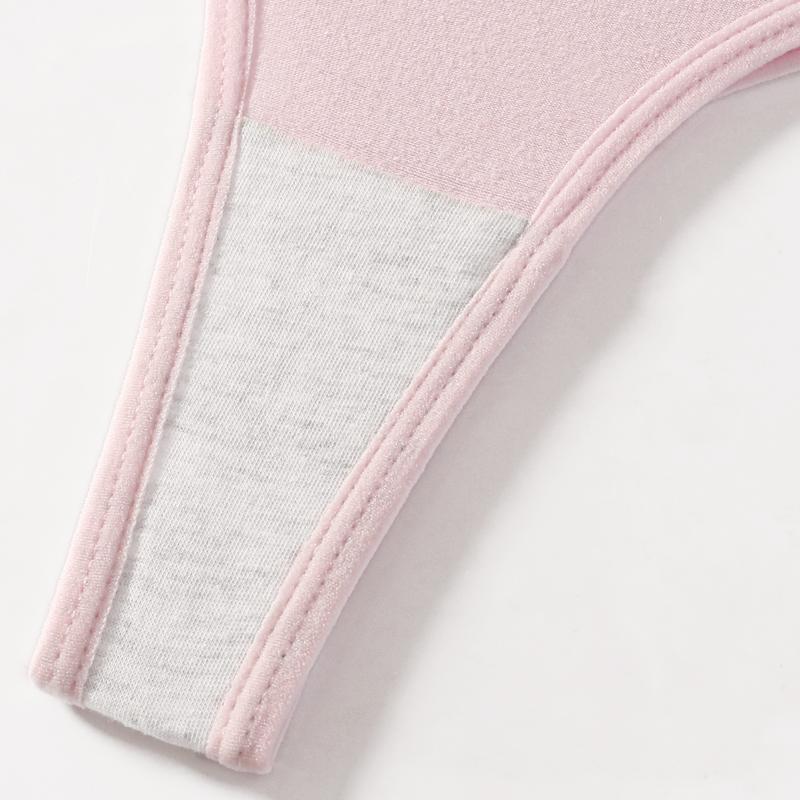 Sexy Women's Cotton Thong Low-Waist Lace Trim G-String Soft Breathable Snug-Fit Panties