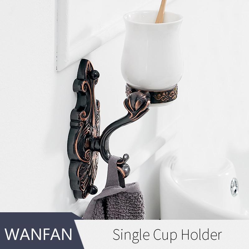 Cup & Tumbler Holders Brass Antique Tumbler Toothbrush Holder With Double Ceramics Cups Decorative Bathroom Accessories WF-88802