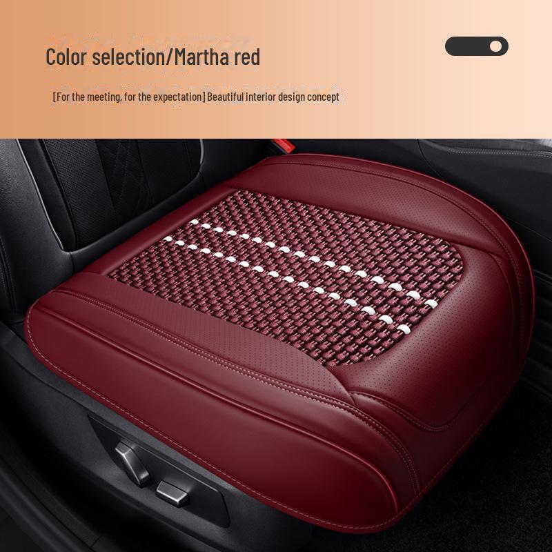 Комплект всесезонных подушек на сиденье автомобиля для водителя, с кожаной обивкой и материалом Ice Silk для вентиляции и противоскользящими свойствами.