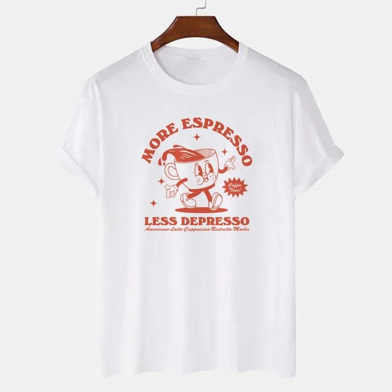 Cotton Womens TShirts More Espresso 90s Retro Printing Tee Shirts Comfortable Soft ONeck Loose Short Sleeve Female Clothes