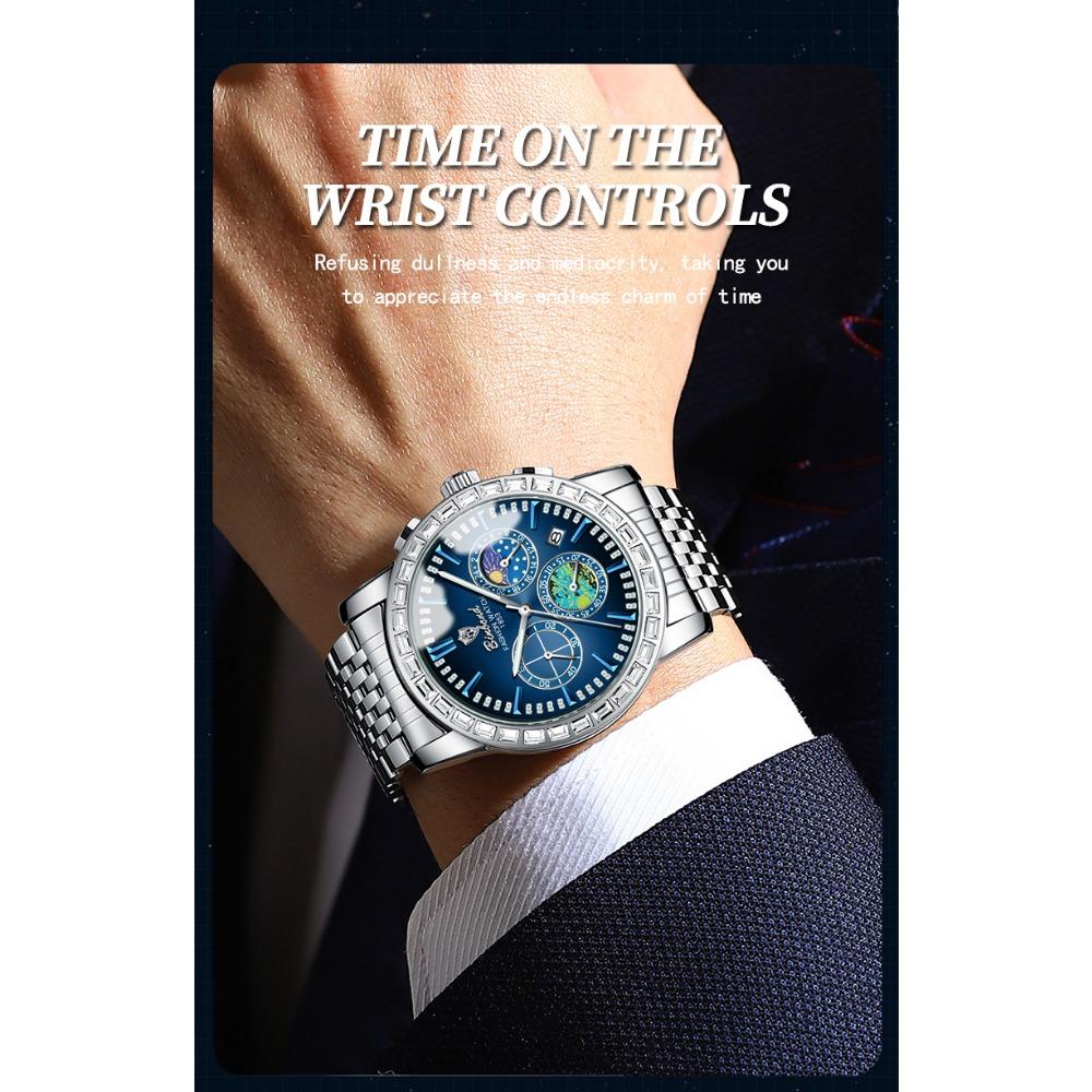 BINBOND Luxury Scratch-Resistant Quartz Wristwatches For Men Luminous Waterproof Auto Date Men's Watch Sports Casual