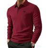 Мужская рубашка-поло в стиле business casual с черной основой Мужская рубашка-поло с контрастной планкой и принтом скачущей лошади с длинным рукавом