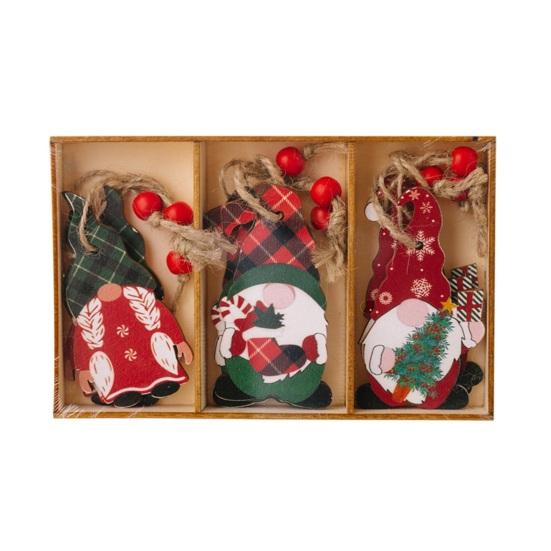 3 Pcs Christmas Gnome Ornaments Vintage Gnome Elf Wooden Hanging Decoration for Holiday Xmas Party Supplies