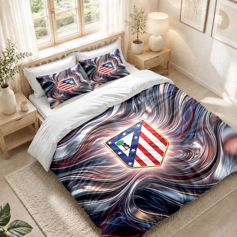 Bedding Set 1 Duvet Cover 2 Pillowcases Atletico Madrid Print Bedroom Home Decoration