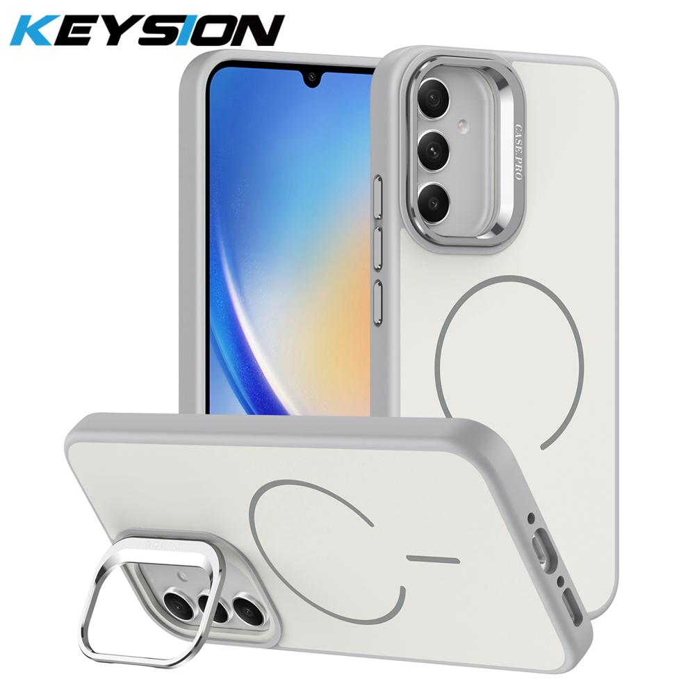 KEYSION Матовый чехол-подставка для телефона с покрытием Soft-touch для Samsung A54 5G A34 A14 4G 5G, магнитная противоударная задняя крышка для Galaxy A04S