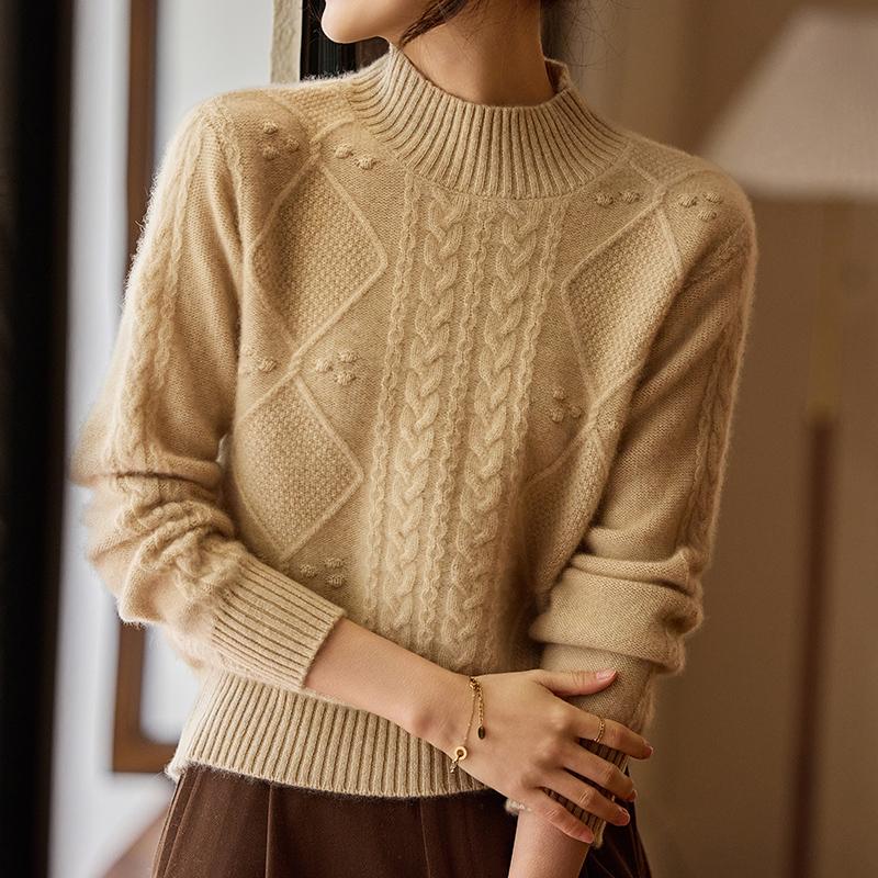 Женский кашемировый свитер Qinghe Cashmere 30% кашемир 70% шерсть Осень и Зима Пуловер Теплый и Модный