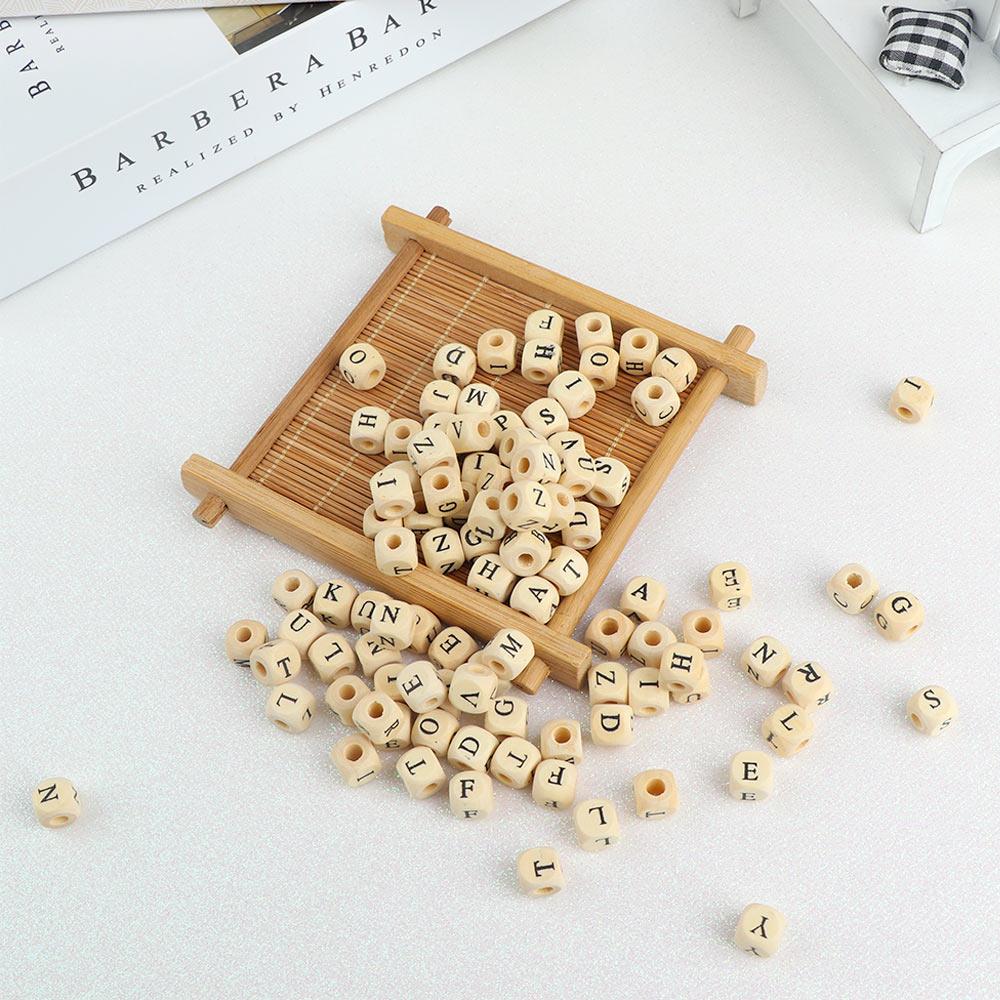 100pcs/lot DIY Number Square Letter Beads Alphabet Wooden Bead