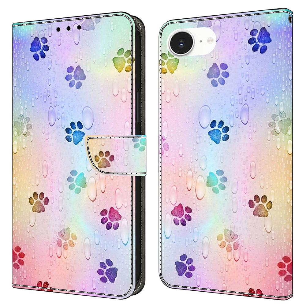 For iPhone 16e Leather Case Pattern Printing Wallet Stand Flip Phone Cover