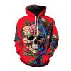 Spring Autumn New Men ‘s Hooded Hip Hop Sweatshirt 3D Skull Head Print Fashion Casual Loose Long Sleeve Hooded Sweatshirt
