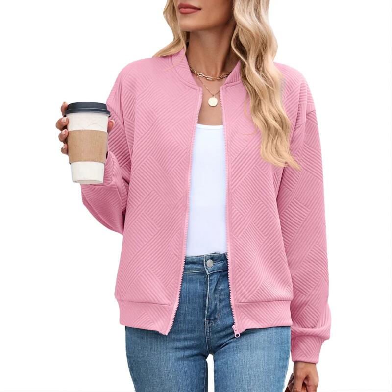 Женская однотонная куртка на молнии с длинным рукавом в стиле бейсбол, повседневная, осенне-зимняя, новинка, модная верхняя одежда, пальто