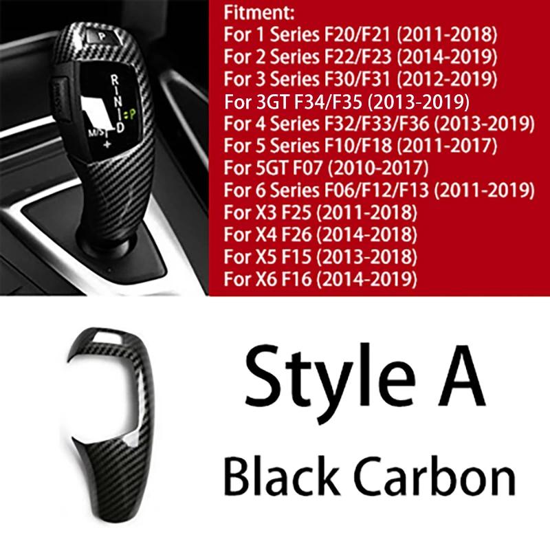 For BMW 1 2 3 4 5 6 Series F10 F18 F20 F21 F22 F23 F30 F31 F32 F35 Carbon Fiber Style ABS Gear Shift Knob Panel Cover Trim Frame