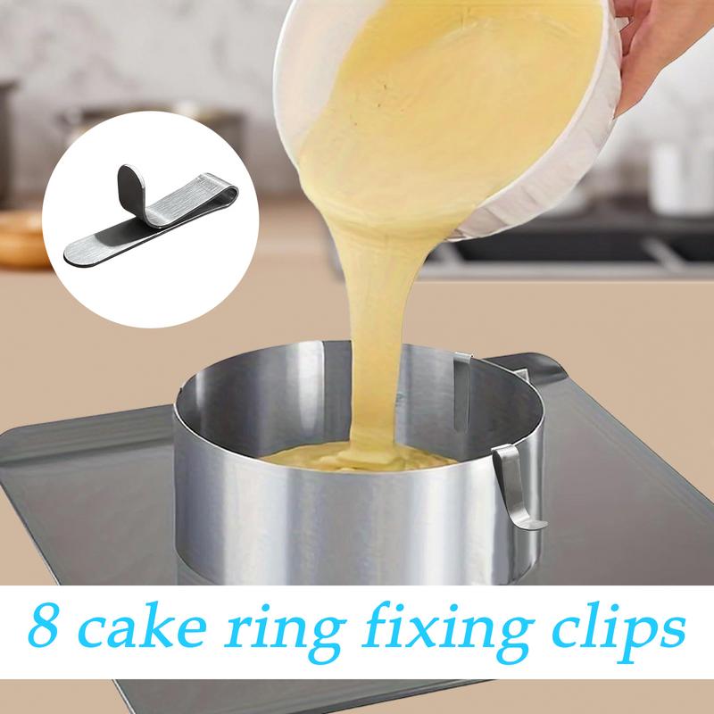 Metal Bag Clips 8X Cake Ring Clamps Dessert Ring Attachment Stainless Steel Baking Accessories For Home Kitchen Pastry Muffins
