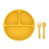 Silicone  Plates for Babies Toddlers Self Feeding Baby Plate with Silicone Spoon & Fork BPA Free
