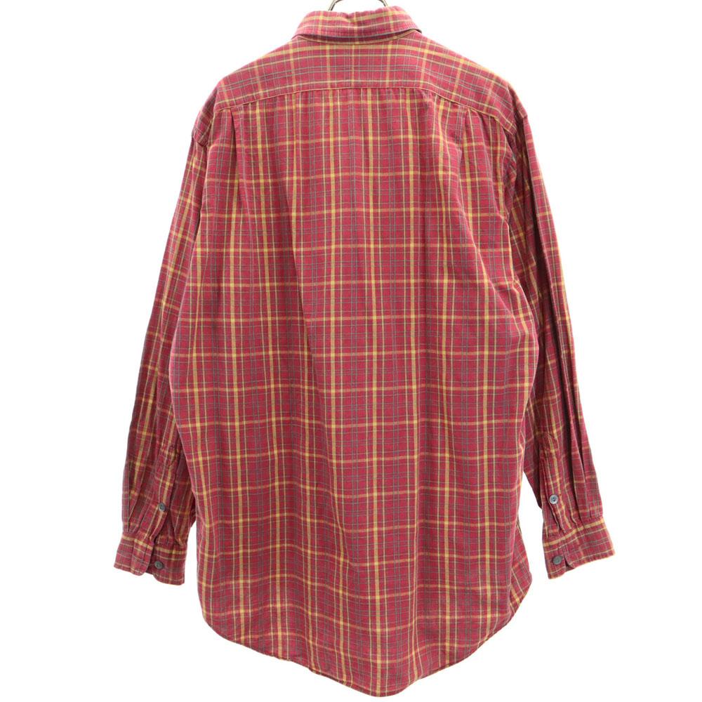 RRL 90-е годы Оригинальная бирка Красный 3 звезды Старый клетчатый узор Рубашка с длинным рукавом Мужская Б/У