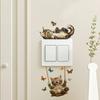 Cute Cat Switch Sticker Cartoon Kitten Decal Self Adhesive PVC Removable Wall Decor Living Room Bedroom Bathroom Cat Lover Gifts