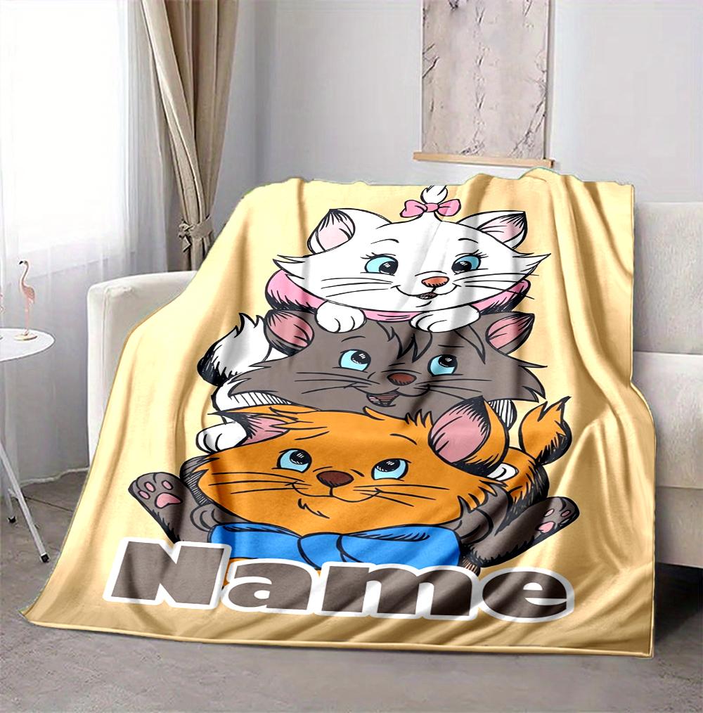 Custom Name Cat Love Flannel Blanket Throw Blanket Soft Warm Sofa Bed Decor Unique Gift