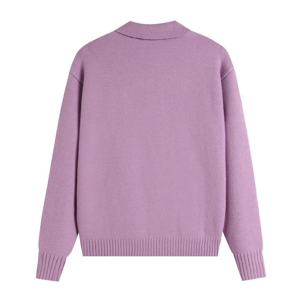 AMI New Polo Collar Knitted Sweater Jacquard Love Couple Woolen Sweater