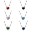 Heart-Shaped 925 Sterling Silver Elevated Red&Pink&Blue&White Heart Necklace Lover's Holiday Gift Jewelry