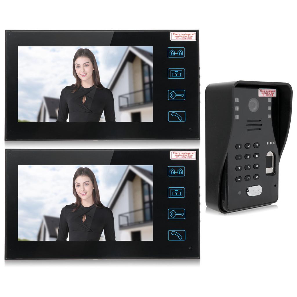 7-дюймовый видеодомофон с 2 мониторами, отпечатками пальцев, паролем, идентификационной картой, удаленной разблокировкой, комплектом контроля доступа