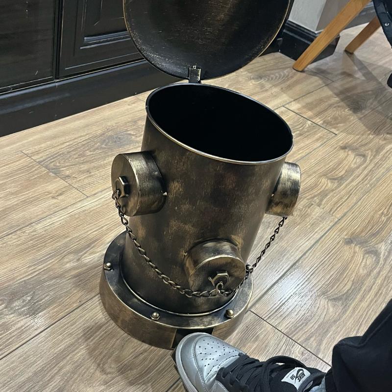 Ретро Винтажный Мусорный Бак в Виде Пожарного Гидранта, Кухонный Домашний Мусорный Бак из Кованого Железа с Вкладышем, Деревенский Индустриальный Стиль, Корзина для Мусора в Виде Пожарного Гидранта