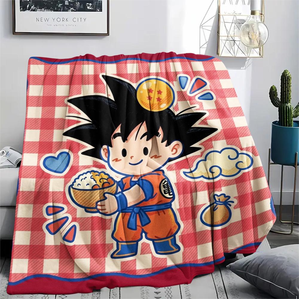 Dragon Ball Goku Print Blanket Flannel Warm Comfortable for Bedroom Sofa Chair Picnic Travel Home.-TING